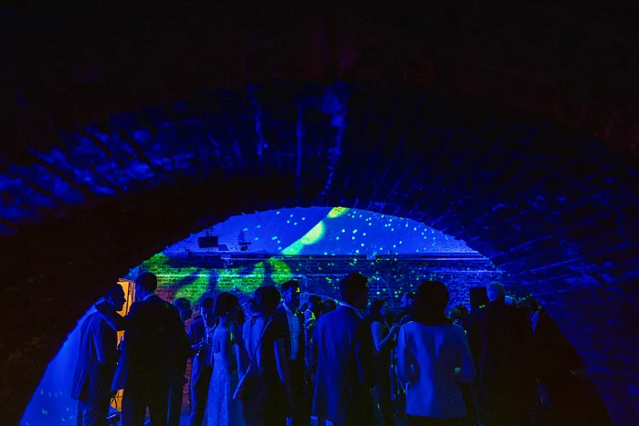 The dance floor in full swing under the arch